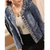 Damenjacken Arrival Spring Antumn Denim Jackets Vintage Diamonds Casual Coat Damen Jeansjacke für Oberbekleidung Jeans Kleidung 862B 230504