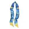 Artistic Abstract Tie Bag Handle Small Silk Scarf Wholesale Van Gogh Wheat Field Starry Sky Printed Fashion All-Match Silk Scarf Hair Band