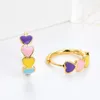 Boucles d'oreilles créoles émail coeur pour femmes multicolore géométrique créoles boucle d'oreille en laiton Vintage Love Huggies Pendiente Bijoux Femme