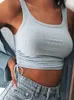 Camisoles Réservoirs Froncé Sans Manches Débardeurs Tees Femmes Solide Casual Mode Crop Top Dames High Street Tie Up Croptop Summer Fitness 230503