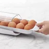 Storage Bottles Automatically Rolling Egg Container 2 Grids Dispenser Space Saving Tray For Refrigerator Countertop Cabinet