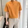 Men's T-Shirts 7Colors Solid Turtleneck Short Sleeve T-Shirts For Men Clothing Simple All Match Comfortable Casual Tee Shirt Homme Sale 230504