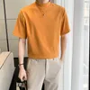 メンズTシャツ7colorsソリッドタートルネック半袖Tシャツ男性衣類