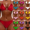 Womens Swimwear Sexy Women Pure Color Swimwear Summer Style Lady Bandage Bikini Set Pushup Bra Bathing Suit Brazilian Biquini 230504