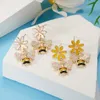 Boucles d'oreilles mignonnes fleur abeille pour femmes strass peinture huile tournesol Animal abeille boucle d'oreille élégante dames bijoux