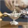 Doftlampor utmärkta sagan Aladdin Magic Lamp rökelse brännare vintage retro te potten genie aroma sten prydnad metall c dhqn1