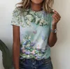 T-shirt pour femme T-shirt pour femme Mode d'été à manches courtes Tops 3D Floral Print Oneck T-shirt décontracté pour femmes Y2k Vêtements Plus Size Tees 230503