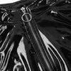 Camisoles Tanks Women Sexig Wetlook Slim Tank Crop Top Patent Leather Latex Black Sleeveless Stand Collar Zipper Vest Punk S 230503