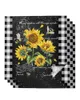 Storeczka na serwetkę 4PCS Retro Retro Sunflower Bee Plaid Square 50 cm imprezowy dekoracja ślubna