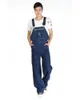 Jeans pour hommes hommes bleu grande taille outillage ample salopette pantalons longs poches solides Denim bavoir combinaison siamois pantalon grand 28-50