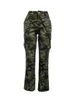 Kvinnor byxor capris lw camo tryck sido ficklast kamouflage byxor låg midjare blixtlås fluga full tryck stretchiga kvinnor byxor camo tryck casual byxor p230504