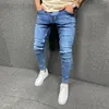 Erkekler kot erkek sıska mavi kot pantolon çizik ince denim pantolon kalem pantolon sonbahar sokak hip-hop denim pantolon moda erkek giyim 230503