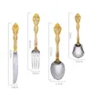 Dijkartikelen Sets Nordic Modern Art Curlery Set roestvrij staal luxe ontwerp Royal Gold Silver Dinner Vaisselle Ensemble Home Decore EC50CJ