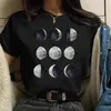 Womens TShirt Universe planets Print Tshirt Women Aesthetic Kawaii Graphic T shirt female Tee Tops Retro Black Tshirt Ladies Clothing 230503