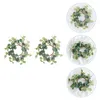 Decorative Flowers 2 Pcs Norse Gifts Mini Pine Wreaths Crafts Berry Twig Wreath Scented Candles Holder