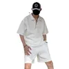 Hoodies & Sweatshirts Brand Waffle Casual Set Men's Summer Thin Loose Youth Short Sleeve T-shirt Two Piece Fashion