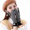 Cinq doigts gants automne hiver mitaines chaudes pour les femmes avec écran tactile en tricot polaire étudiants mignons sports de plein air Sycling doigt froid 61