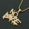 necklace for mens chain cuban link gold chains iced out jewelry Heart Full Diamond Letter Spliced Double Row Pendant Necklace