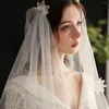 Bridal Veils NZUK One-Layer Marriage Party Veil Soft Tulle Flower Applique White Wedding Diadema Velo Bodas
