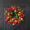 装飾花ドアリースリーススプリングフロントアウトドアサマーデコレーション季節の装飾の外の人工花の国