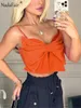 Camis nadafair ärmlös Bow Camis Purple Fashion Women Summer Outfits 2022 Chic Y2K 90 -talet Sexig rygglös stropplös skördetoppgrön