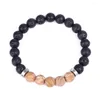 Strand 12st Frosted Stone 8mm Black Lava Beads Diy Essential Oil Diffuser Armband Buddha Yoga Lover Jewelry