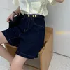 Dames shorts Baggy denim shorts vrouwen eenvoudige verstelbare taille solide vriendje zachte mode studenten dagelijkse retro klassieke vrijetijdsvrouwen 230504