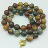 Kedjor Vackra 10 mm Multicolor Picasso Jasper Round Beads Halsband 18 tum smyckespresent