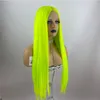 Syntetyczne peruki Fluorescencyjne zielone kolorowe koronkowe koronkowe peruka długie proste włosy cosplay dla kobiet błonnika