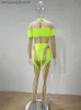 Jumpusy damskie Rompers moda różowa nagie próba Sheer Sher Sher Siath Długie rękawie Jeskuts Women-Frough Chude Rompers neon stroje Active Wear T230504