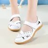 Sandals WOIZGIC Female Women Mother Genuine Leather Hollow White Shoes Flats Loafers Summer Cool Beach Plus Size 41 42 230503