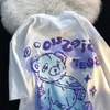 Kvinnors t-shirt björn t-shirt kvinnlig amerikansk retro överdimensionerad bomull kortärmad ins tecknad graffiti fett topp t skjortor för kvinnor harajuku 230428
