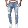 Menans jeans mode zwart gescheurde skinny jeans heren harajuku rip broek slanke Jean Classic elastisch katoen slanke denim mannelijke kleding streetwear 230503