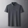 Polos pour hommes Luxe Ice Soie Traceless Élastique À Manches Courtes T-shirt Hommes Été Haut De Gamme Marque Broderie Logo Mode Business Polo