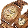 Polshorloges Creatieve automatisch-zelf-targe houten horloge klassieke rode sandelhout mechanische horloges