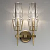 Applique Moderne En Verre 1/2 Têtes De Cuivre LED Allée Chambre Lampe De Chevet Éclairage À La Maison Applique Luminaire WA086