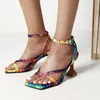 Vestido sapatos de vestido Lasyarrow Summer Woman Open Toe Flip-Flop Strange High Heels High