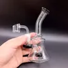 Mini kleurrijke glazen water bong waterpijp 6 inch met banden perc vrouwelijk 14 mm rookpijpen
