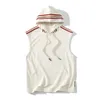 Men's Casual Shirts Front Pocket Hooded Sleeveless Men's Tshirt and Elastic Waist Shorts Sporty Style Man Set J230503