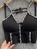 Camis SINGREINY Vrouwen Sexy Crop Tops Zomer V-hals Beadind Parel Ontwerp Strap Top Korea Streetwear Y2K Mode Korte Backless blouse