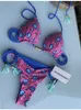 Bikini's set sexy badmode bikini set vrouw badpakken bikini's geweven zwempak dames veter omhoog driehoekige split bikini print zwempak 230503