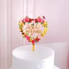 Şenlikli malzemeler diğer parti gül çiçekleri mutlu yıllar akrilik kek toppers altın topper dekor düğün dekorasyonlar için