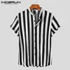 Koszule męskie Indepern Man Stylowa bluzka guzika Summer Casual Tops Masculina Striped Men Men koszule krótkie rękawowe Koszula 5xl 7 230504