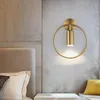 Lâmpada de parede Luzes de cabeceira moderna anel nórdico redondo GU10 Rotação LED Montada Reading Light Bedroom preto Brass SCÊNCE