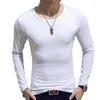 T-shirt da uomo 2023 Primavera e autunno T-shirt a maniche lunghe Girocollo Stile coreano Tinta unita da ragazzo Slim Fit Base Fashion Wear -40