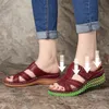 Sandals Women Orthopedic Low Heels Summer Open Toe Slip On Wedges Comfy Retro Thick Bottom Corrector Beach Slippers 230503