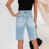 Shorts femininos shorts jeans de ciclismo Mulher moda de cintura alta buraco de cinco pontos Summer lavado jeans curto fino 230503