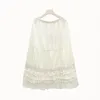 Skirts Mori Girl Cottagecore Style Summer Lace Woman ElasticWaist Loose Cotton Underskirt Lolita Petticoat Casual Midi Saia 230503