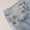 Fashion Blue Amiryes Splice Button Zipper Fly Washed Men denim baggy jean