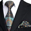 E10 Мужские галстуки Hanky ​​многоцветные черно -голубые бирюзы